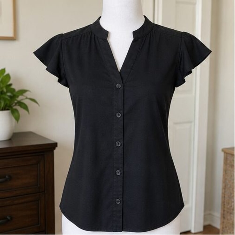 Black Tie Neck Blouse